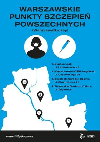 Lokalizacja warszawskich punktów szczepień powszechnych