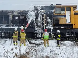 Pożar lokomotywy pod Mińskiem Mazowieckim