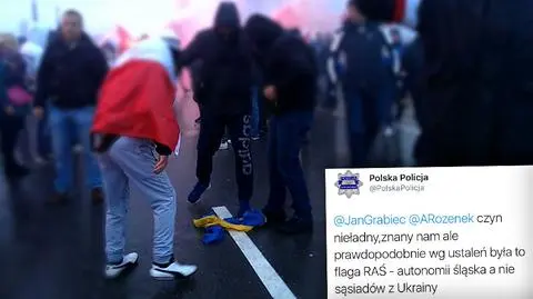 Okrzyki "j***ć Banderę" i płonąca flaga. Policja z wątpliwościami 