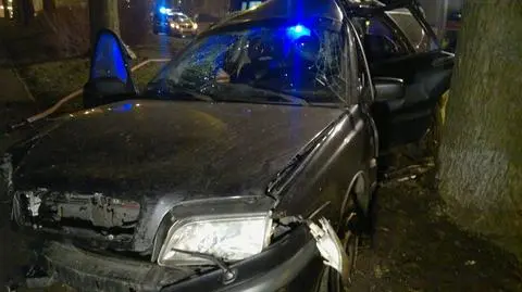 Rozbił volvo na drzewie. Kierowca i pasażer ranni