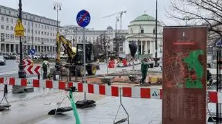 Przebudowa placu Trzech Krzyży (zdjęcie z marca 2023 roku)