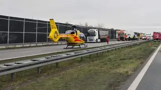 Wypadek na autostradzie A2 w gminie Baranów