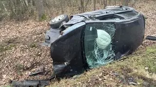 Dachowanie zakończył w rowie