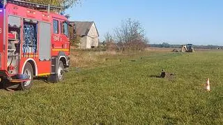 Przerwany gazociąg w miejscowości Ładzyń