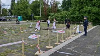 Protest antywojenny na terenie Cmentarza Mauzoleum Żołnierzy Armii Czerwonej