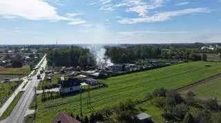 Pożar hali w miejscowości Bramki 