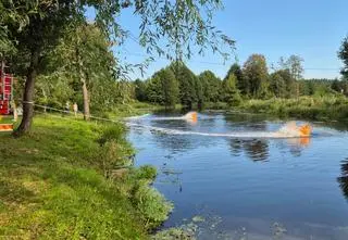 Setki śniętych ryb, służby natleniają wodę we Wkrze