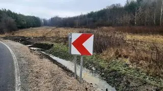 W Trąbkach autokar wjechał do rowu