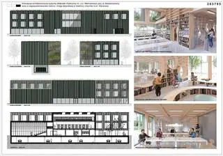 Drewniane wnętrze nowej Ursynoteki