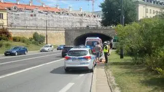 Zderzenie auta z motocyklem w alei Solidarności