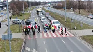 Protest rolników na Przyczółkowej 