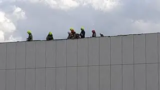 Pożar na terenie budowy basenu w Otwocku