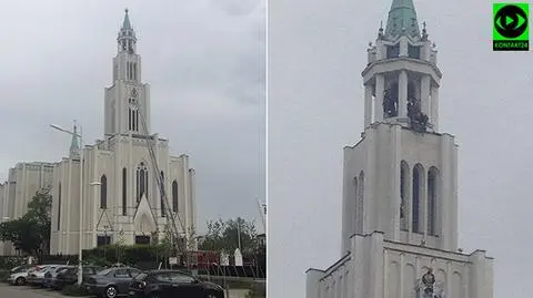 Strażacy zabezpieczali kopułę kościoła przy placu Szembeka
