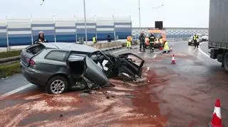 Wypadek na zjeździe z Trasy Toruńskiej