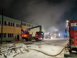 Pożar hali w Woli Rębkowskiej