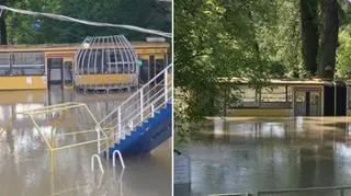 Zalany autobus przy Wale Miedzeszyńskim we wtorek i w środę 