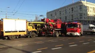 Zderzenie tramwajów przy kinie Femina