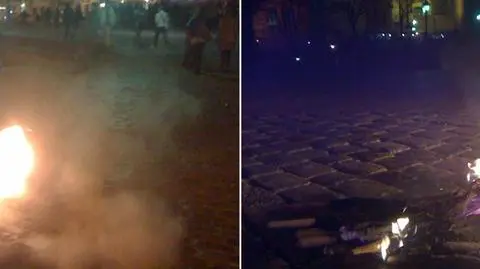 Rozpalili ognisko na Placu Zamkowym