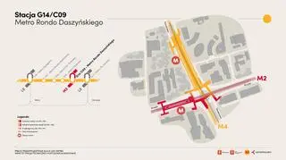 Schemat stacji Rondo Daszyńskiego na linii M4