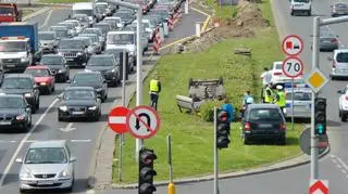 Samochód osobowy dachował na Wybrzeżu Gdańskim