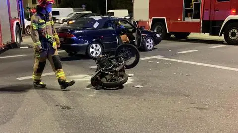 Wypadek z udziałem motocyklisty na Modlińskiej