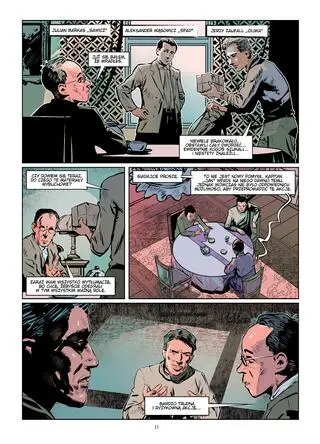 Plansze z komiksu "Akcja Bielany"