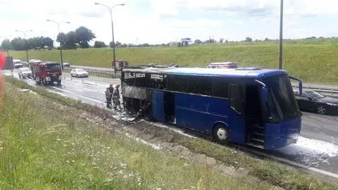 Pożar autobusu na S7