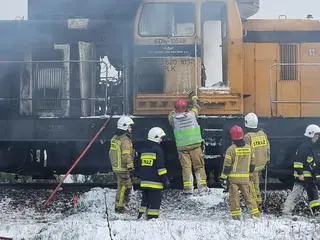 Pożar lokomotywy pod Mińskiem Mazowieckim