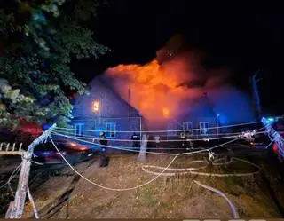 Pożar budynku socjalnego w miejscowości Strupczewo Duże