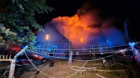Pożar budynku socjalnego w miejscowości Strupczewo Duże