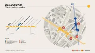 Schemat stacji Wilanowska na linii M4