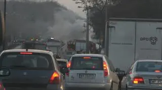 Pożar auta na wyjeździe z Warszawy