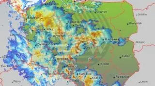 Radar opadów, wtorek 6 czerwca, godz. 21:30