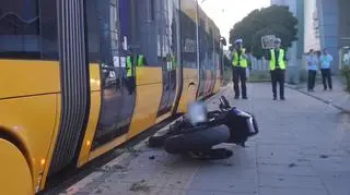 Zderzenie tramwaju z motocyklem