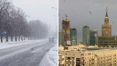 Po porannej śnieżycy piękne słońce