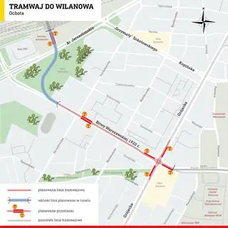 Tramwaj do Dworca Zachodniego (mapa)