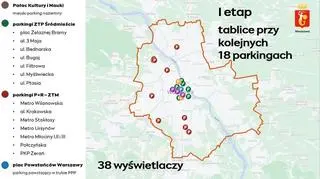 Mapa parkingów, które będą włączone do SIP