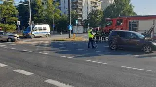 Zderzenie trzech samochodów na Mokotowie