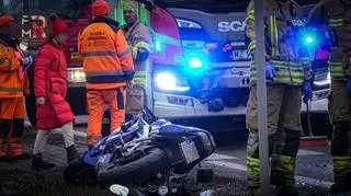 Wypadek motocyklisty pod Warszawą