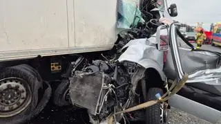 Wypadek na autostradzie A2 w gminie Baranów