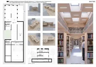 Drewniane wnętrze nowej Ursynoteki