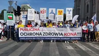 Protest pracowników ochrony zdrowia w Warszawie