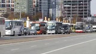 Protest branży autokarowej w Warszawie