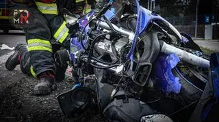 Wypadek motocyklisty pod Warszawą