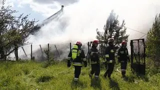 Pożar namiotu z sianem