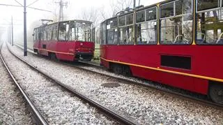 Tramwaj po zderzeniu z betoniarką