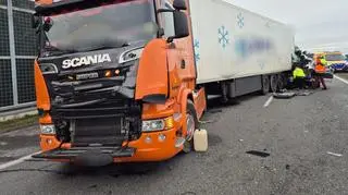 Wypadek na autostradzie A2 w gminie Baranów