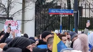 Manifestacja przed Ambasadą Rosji