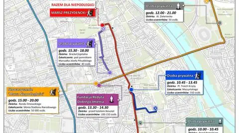 "Organizatorzy deklarują pokojowy charakter". 10 zgromadzeń 11 listopada