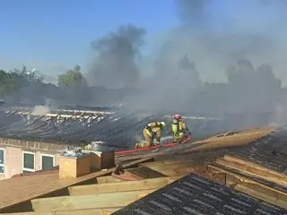 Pożar dachu szpitala zakaźnego w Płocku